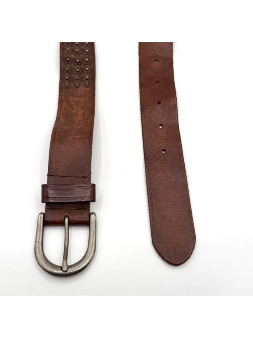 J. Crew Brown Genuine Leather Studded Detail Belt Size M